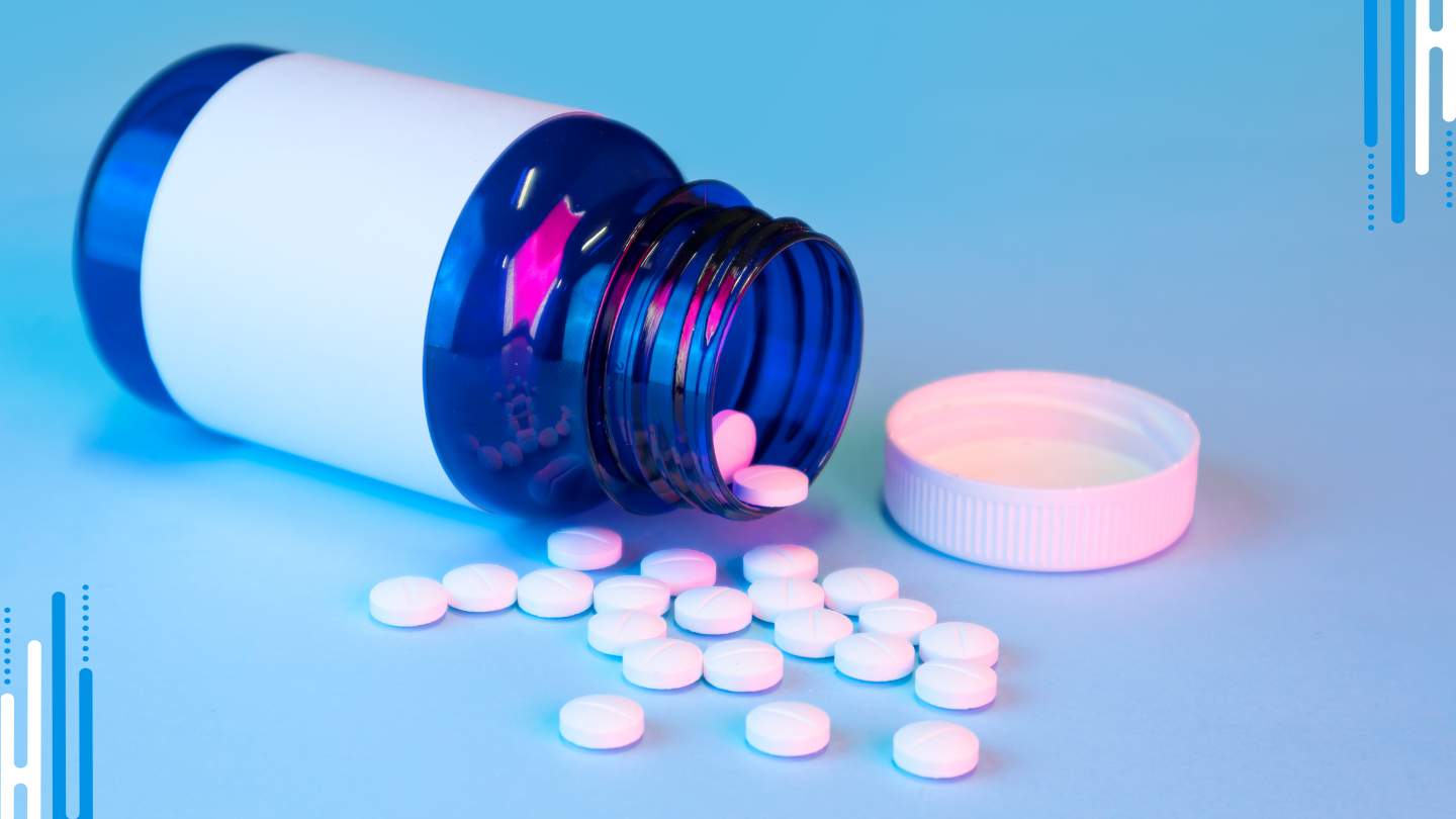 Prescription Benzodiazepine Pills Spilled From Medicine Bottle